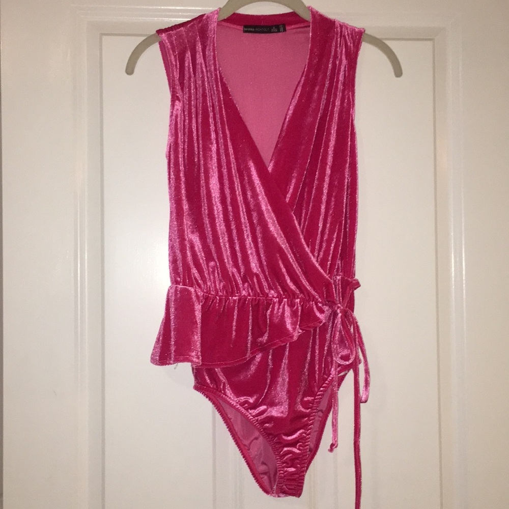 Hot Pink Velvet Bodysuit